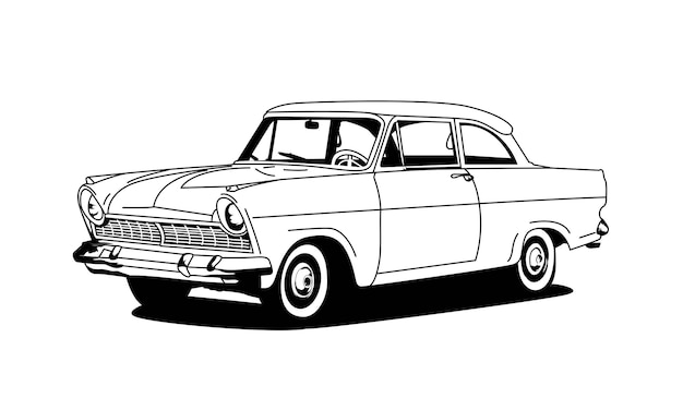 Vector art line art retro style