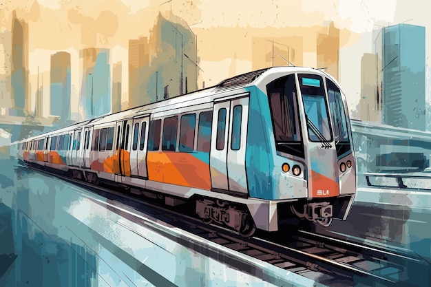 Vector vector art metro rail symbol drawing retro tube white lifestyle engine perspective red street sketch