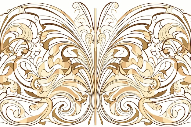 Vettore vector art nouveau art deco ornamen a fiori ondulati