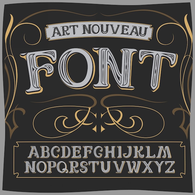vector art nouveau label font on a dark backround.  