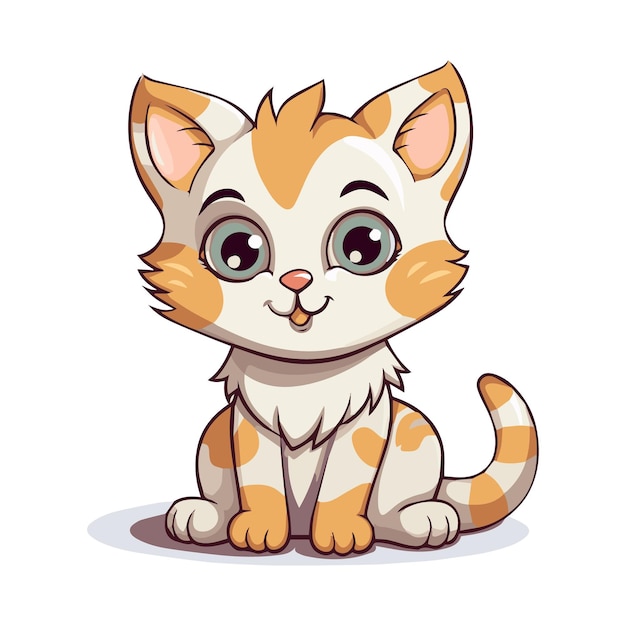 Vector Art of Cute cat sitting cartoon flat cartoon illustratie