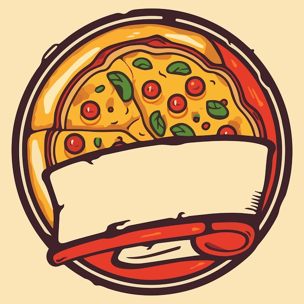 Vector art pizza logo lijn art eenvoudig ontwerp