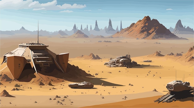 Vector vector art of planet like a desert with zero population