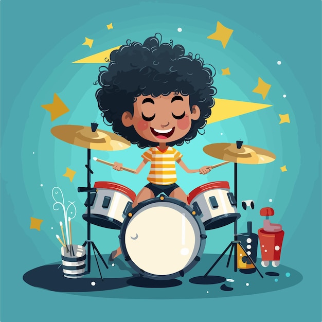 Vector art showcasing a woman with drum AI Generation