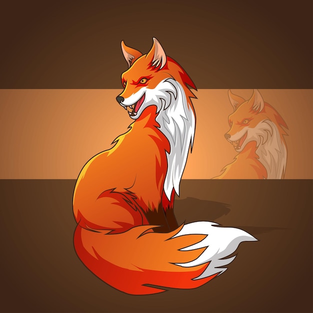 vector art of standing red fox body