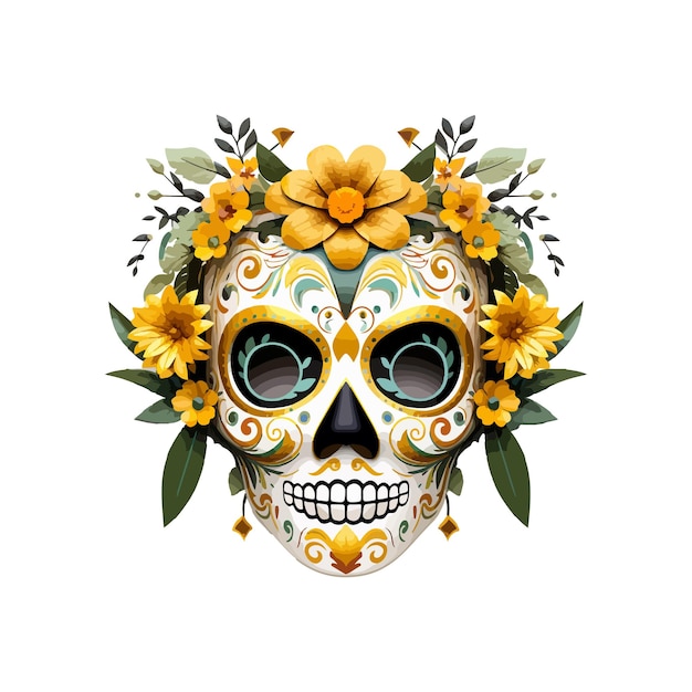 vector art sugar skull mask illustration