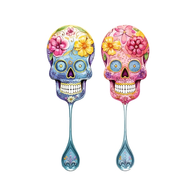 vector art sugar skulls illustration