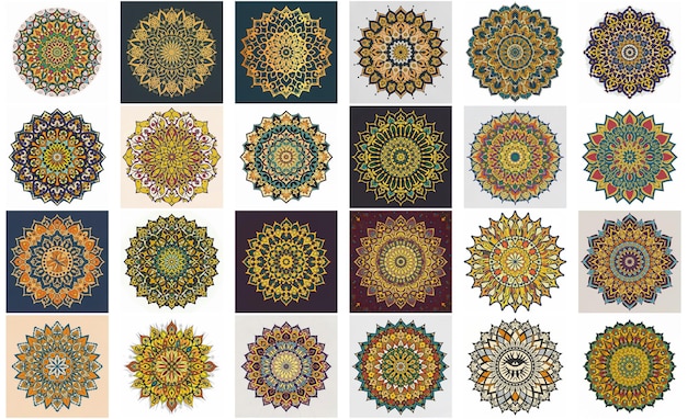 Vector art of sun flow islamic arab andalusia mandala