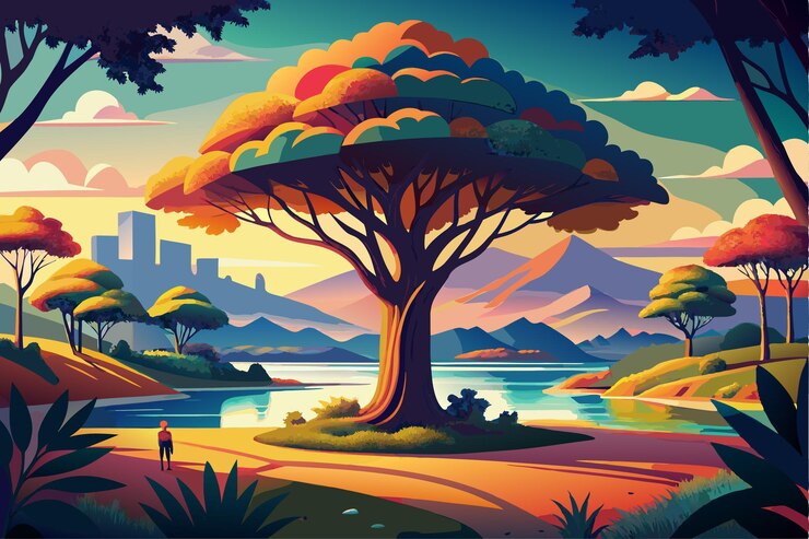 Vector vector art of tree drawing abstract minimal flat art