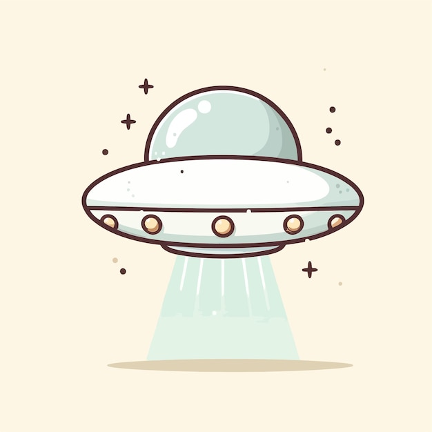 Vector vector art of white ufo landing in mars