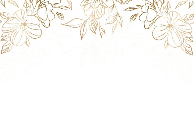 Vector vector artdeco luxury flower line pattern golden background hand drawn peonies for packaging social media post cover banner creative post and wall arts