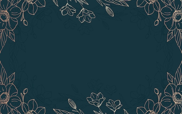 Vector artdeco luxury flower line pattern golden background Hand drawn peonies for packaging social media post cover banner creative post and wall arts