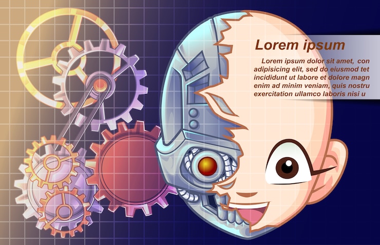 Vector vector artificial intelligence in cartoon style.