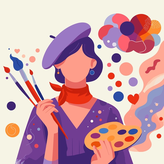 Vector vector artist woman painting illustration