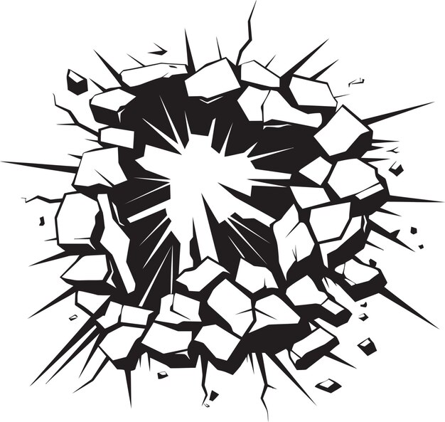 Vector vector artistry herdefinieerd stripboek broken wall emblem dynamic black logo comic explosion vector i