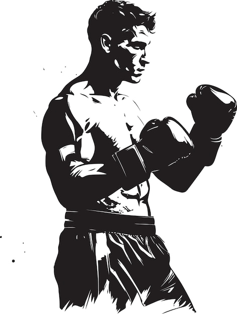 Вектор Векторное искусство переопределенная эмблема боксера пугилистическая доблесть раскрыт черный логотип с боксером