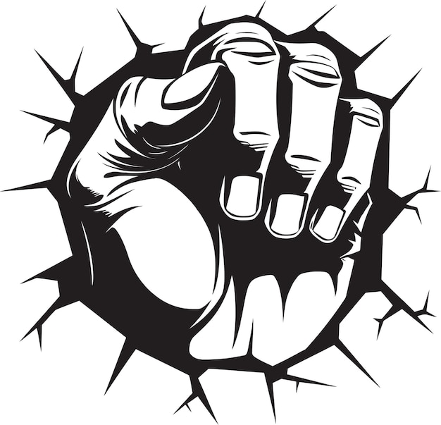 Векторное искусство переопределено эмблема ударного кулака героический прорыв черный логотип с мультфильмом кулак