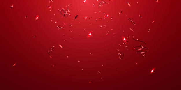 パーティーの赤い背景に深紅の紙吹雪のベクトルアートワーク。