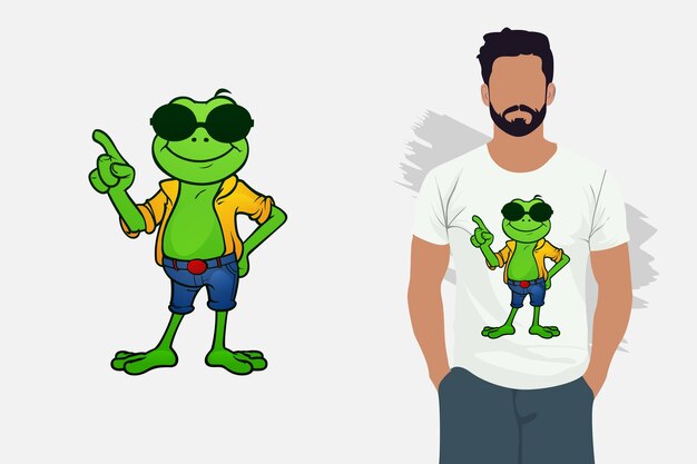 Vector artwork of a Cute Cartoon frog tshirt design