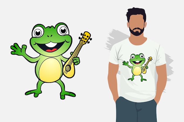 Vector vector artwork of a cute cartoon frog tshirt design