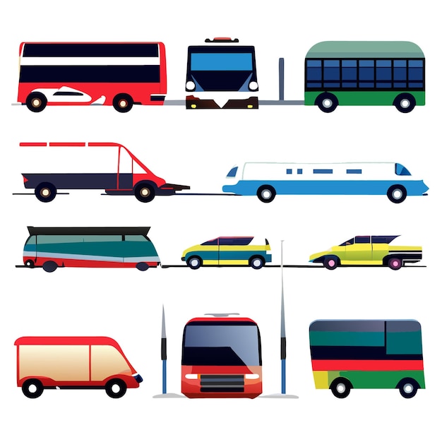 Vector Artwork of Flat 2D Vehicle Specimens