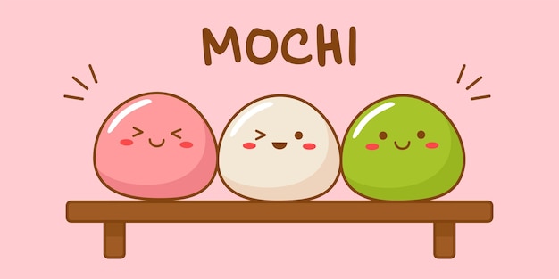 Vettore vettore cibo asiatico cucina giapponese mochi carino