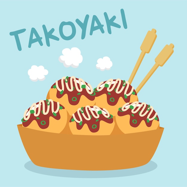 vector asian food japanese cuisine takoyaki