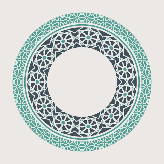 Vector asian geometric mandala frame Arabic circular decorative element