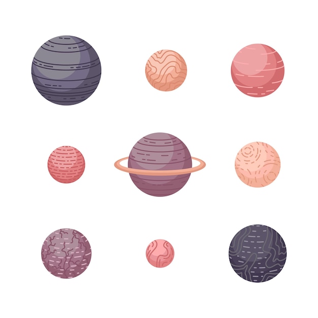 Vector astrological set with planets. space illustrations