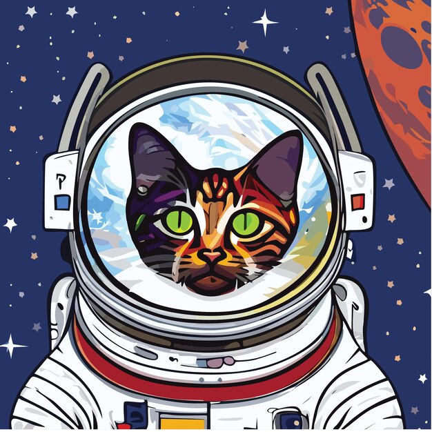 Vector vector astronaut cat with a space background