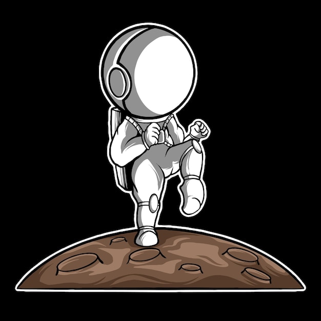 Vector vector astronaut karate pose japanese tshirt design