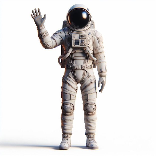 Vector an astronaut waving to the side with his hand in the air