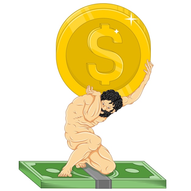 Vector vector of atlas holding the dollar