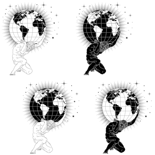 Vector of Atlas holding the earth