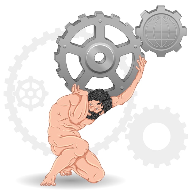 Vector of Atlas holding gears