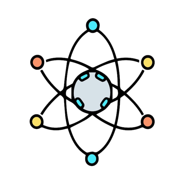 Vector atoomlijn kleur illustratie icoon