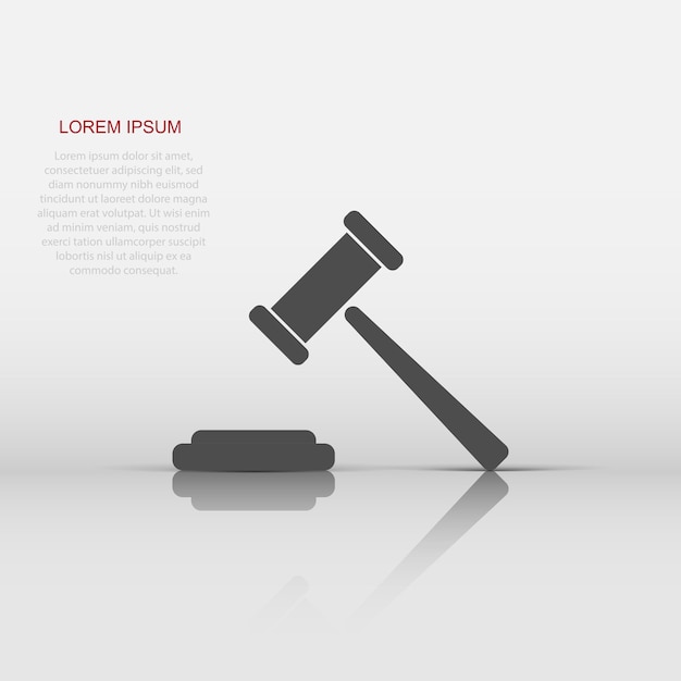 Vector auction hammer icon in flat style Court tribunal sign illustration pictogram Hammer business concept