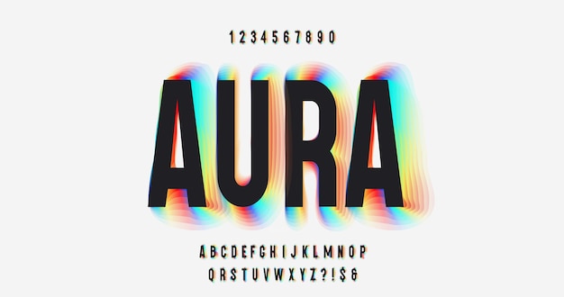 Vector aura color font 3d style modern typography