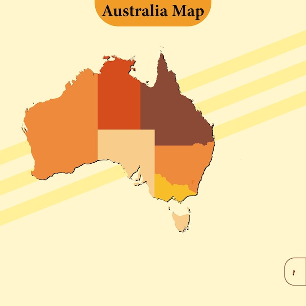 ベクトル オーストラリアのベクトル地図 - 地域と都市の線とすべての地域を満たしたベクトル