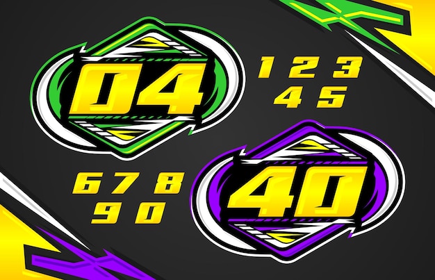 Vector vector automotive racing number effect designs