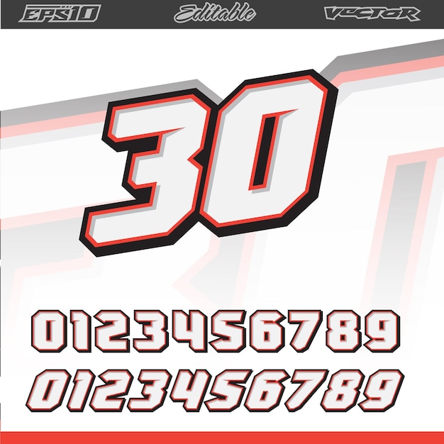 Vector vector automotive racing number effect template editable