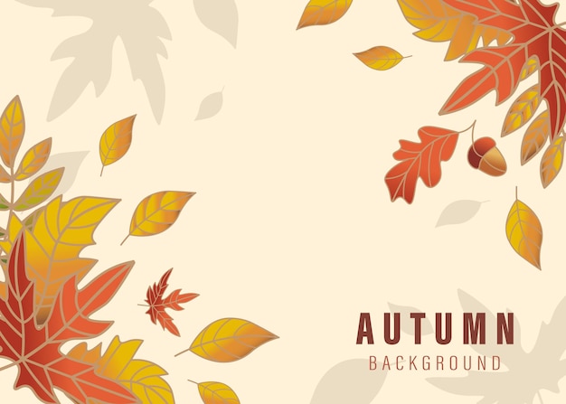 Vector autumn background with leaves arranged at the corners