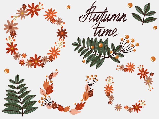 Vector vector autumn border set warm time