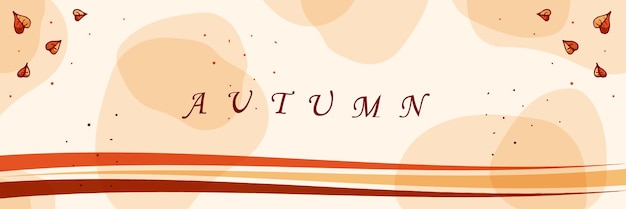 Vector Autumn horizontal banner Falling leaves dots line transparent shapes autumn colors Copy space for text Design for website header landing page banner poster cover social post