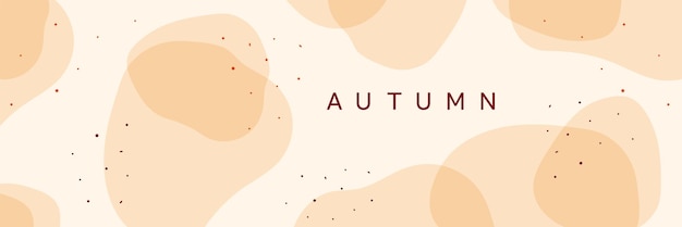 Vector Autumn horizontal banner Falling leaves dots line transparent shapes autumn colors Copy space for text Design for website header landing page banner poster cover social post