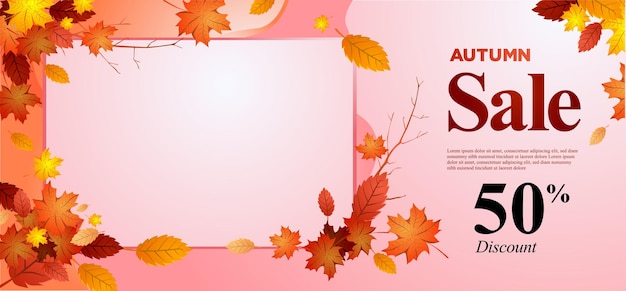 Vector autumn sale banner design template