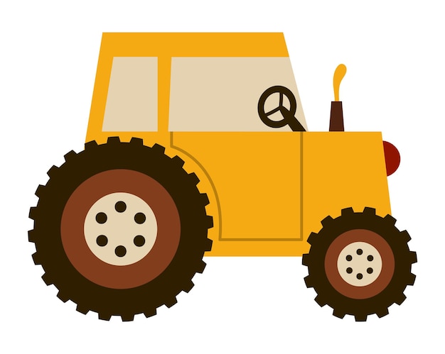 Vector Autumn tractor icon Fall season farm transportation isolated on white background Cute adorable Thanksgiving holiday illustration for kids