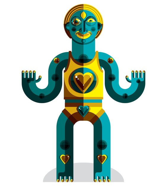 Vector avant-garde illustratie van mythische persoon, heidens symbool. Modernistische grafische afbeelding, antropomorf karakter geïsoleerd.