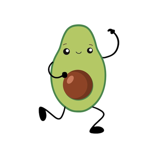 Vector avocado icon in kawaii style avocado fruits in a flat design vector