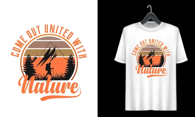 Vector avontuur berg wandelen t-shirt ontwerp